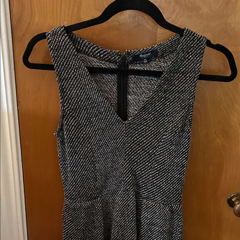 Madewell Black and White Textured Midi Dress
